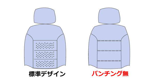 標準デザインとパンチング無のシートカバー